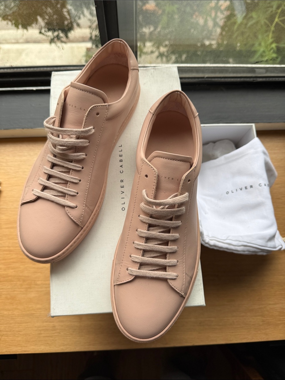 Oliver Cabell Rose Blush Leather Low-Top Sneakers
